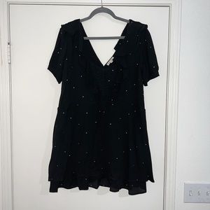 For Love and Lemons Black W Gold Stars Ruffle Mini Dress